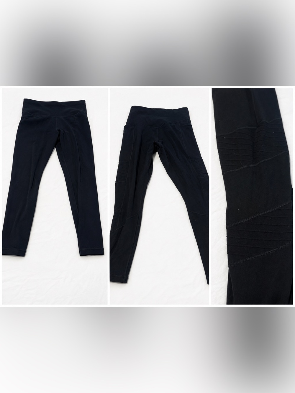 Athleta Black Ribbed Detail High-Rise Leggings